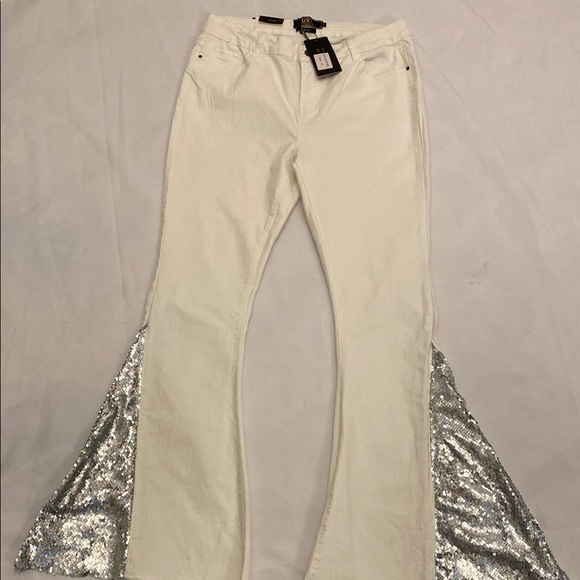 L&B white sequin flare jeans. Size 12 NWT - Picture 4 of 16